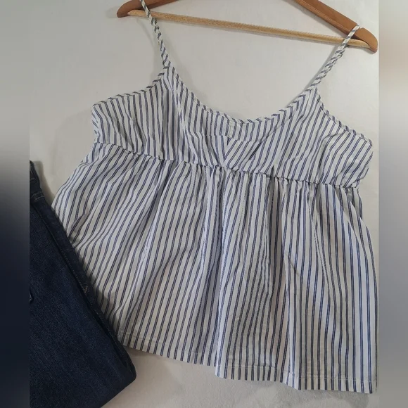 J.Crew Striped Cotton Babydoll Cami – Adjustable Straps, Size XL - Picture 2 of 8